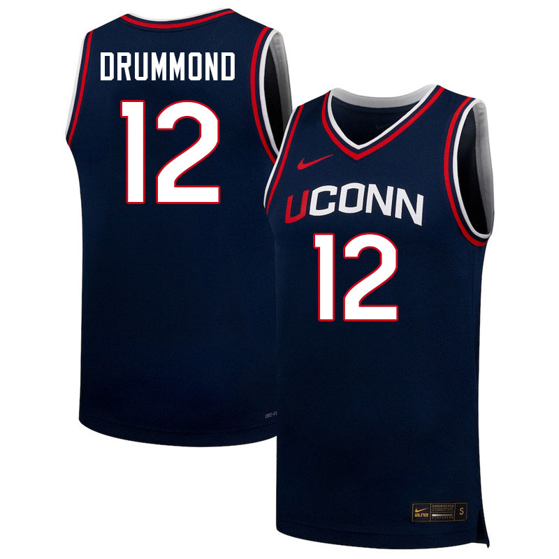 Uconn Huskies #12 Andre Drummond College Basketball Jerseys,Uniforms-Navy